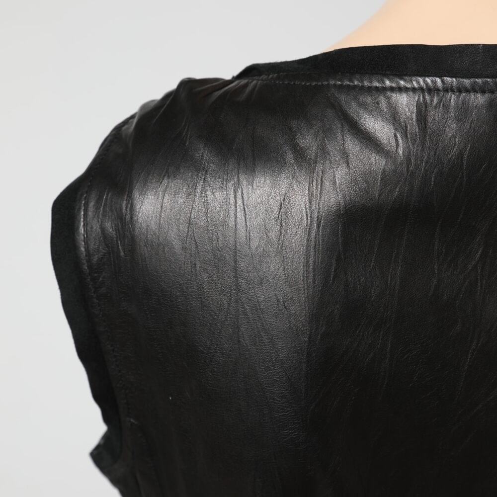 DIANE VON FURSTENBERG Black Leather Mini Sheath Della Dress w/ Side Tie Belt - Picture 9 of 9